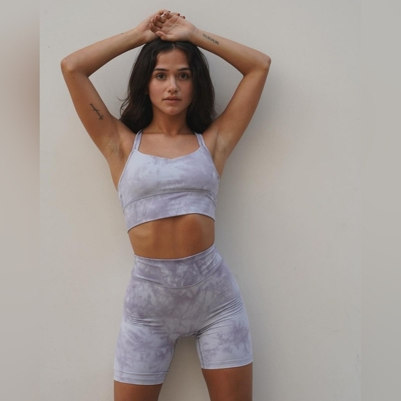 Tier Activewear, Vital Biker Short, Heather (tie dye purple),‎ Size Small - Picture 3 of 10